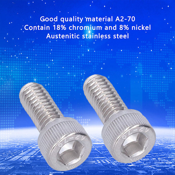 30 stk. Sekskantbolter med hode, A2‑70 304 Rustfritt Stål, Marinekvalitet, Festemateriale, M6x18