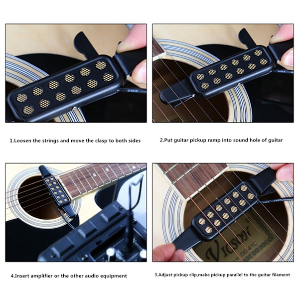 12 Sound Hole -magneettinen äänenottolaite akustiselle kitaralle - Musiikkitarvikkeet