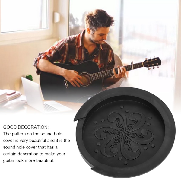 Guitar Soundhole Cover Silikon Støvsikkert Kompakt Bærbar Blød Sound Hole Cover til Guitarist Sort