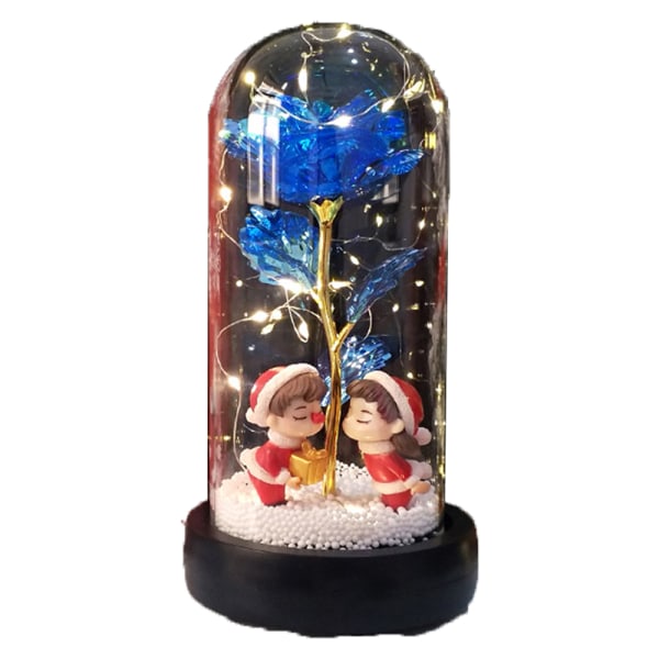Julerose gave lys Glasskuppel med LED-lys kunstig R