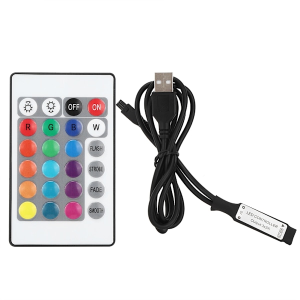 RGB Ljus Kontroller för Heminredning, Högkvalitativt Material 24 Knappar RGB Ljus Kontroller Radiofrekvens Signal Kontroll Ingen UV-strålning Ingen Stroboskop
