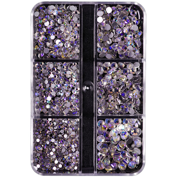 Blandade storlekar Flatback Rhinestones, Non Hotfix Round Crystal Gems
