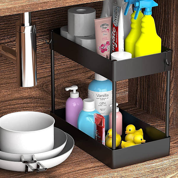 Under Sink Organizer, Under Bathroom Sink Storage 2 Tier