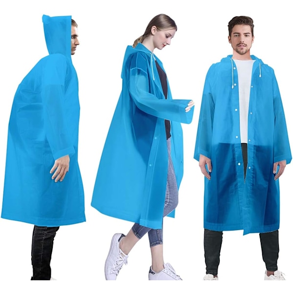 3 st regnponcho återanvändbar regnrock unisex regnkläder regnskydd regnjacka regnrock för cykel vandring camping resor fiske konsert stadion