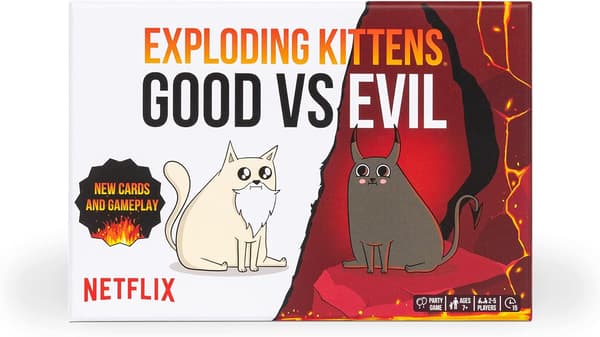 Exploding Kittens God vs. Ond - 55 Kort inspirerade av Netflix-serien - Förbättra Exploding Kittens med nya karaktärer