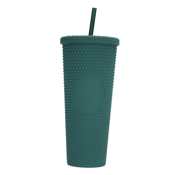 710 ml plastglas med lock och sugrör, återanvändbar iskaffe