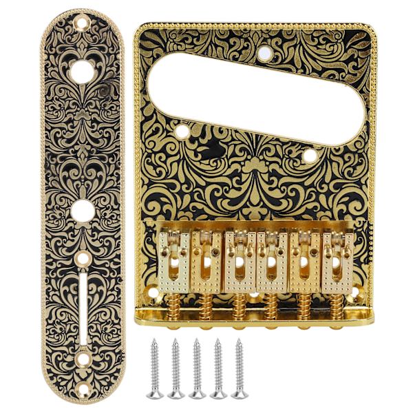 Utskjært mønster elektrisk gitarbro 6 sadel tailpiece elektrisk gitartilbehør Gull
