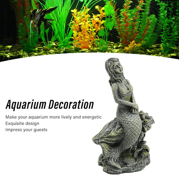 Akvarium Sjöjungfru Staty Säker Harts Vacker Akvarium Sjöjungfru Dekor för Akvarium Dekorationer