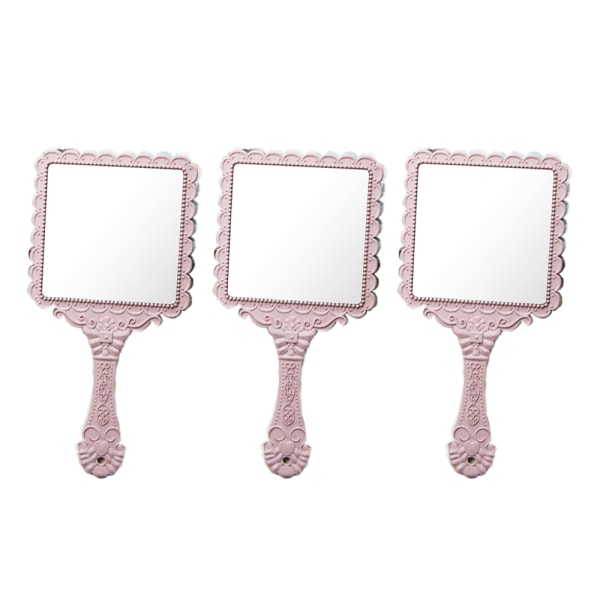 Retromönster fyrkantig spegel rund spegel bärbar handtagsspegel