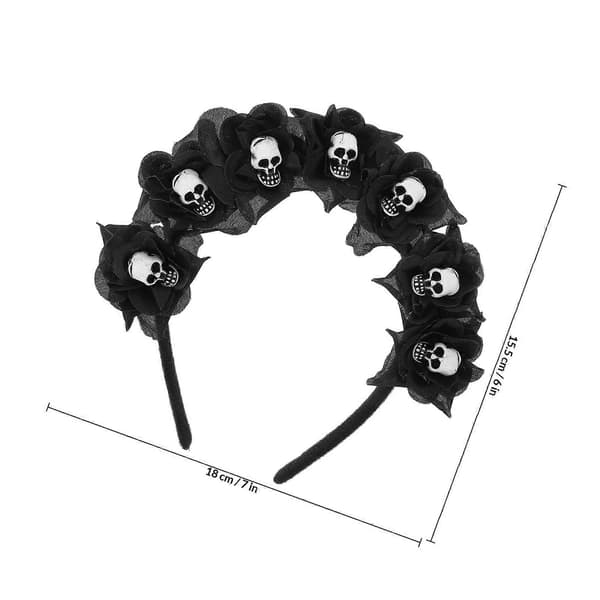 Halloween Skelet Blomst Hårbånd til Hår Brug Sort Tilbehør