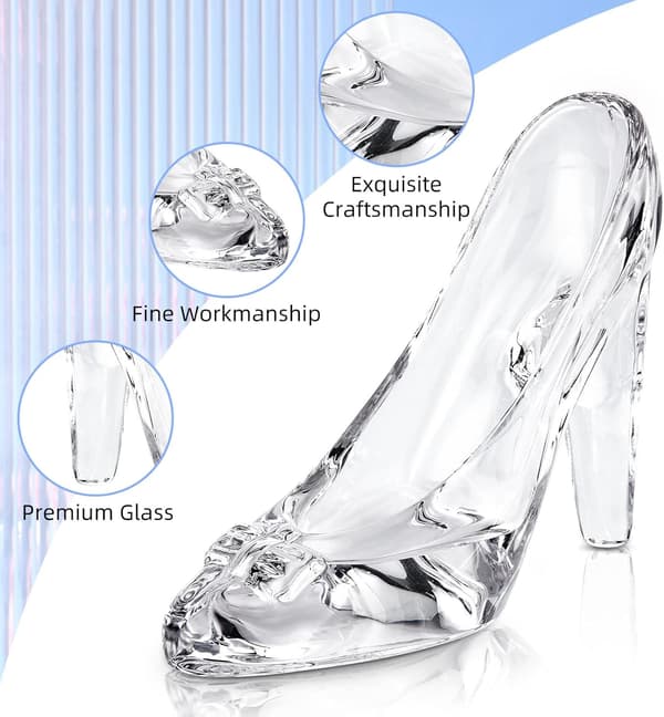 Glassfigurpynt, Glassko-dekorasjon Askepott-sko-dekor