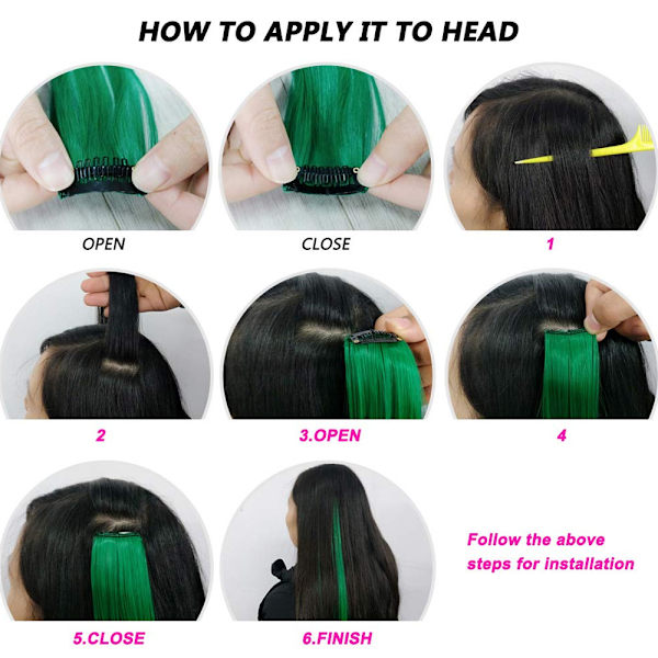 20 stk fargede partyhøydepunkter Clip in Hair Extensions for