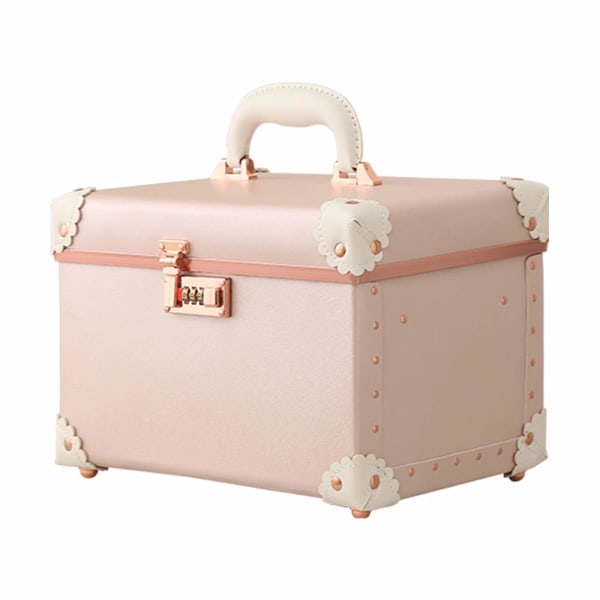 Portable Makeup Train Case Cosmetic Organizer Case Leather