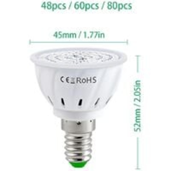 AC220V Full Spectrum LED-växtlampa E14 med 60 LED-växtlampa för hydroponisk växthus inomhusväxter