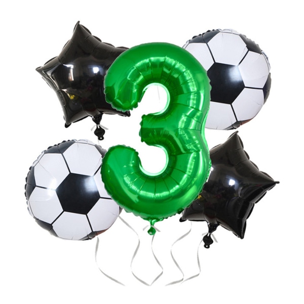 Football Number Five-pointed Star Foil Balloons for Birthday