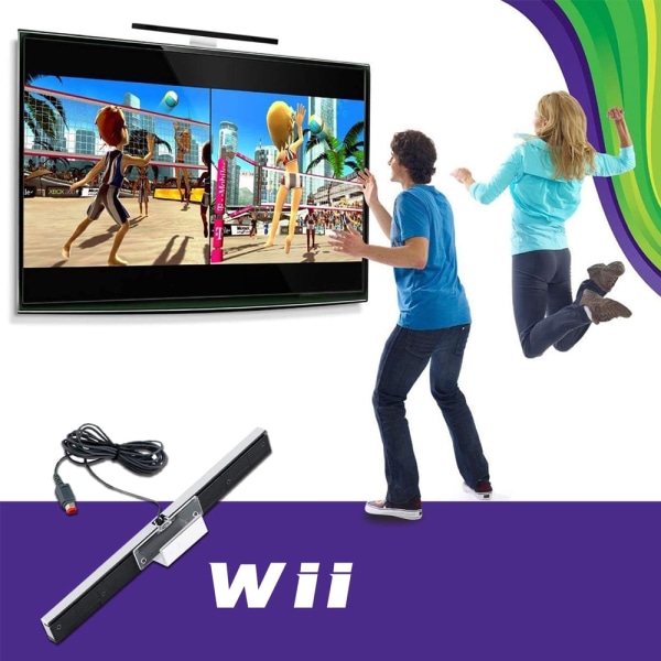 Kablet infrarød strålesensorstang for Wii og Wii U-konsoll