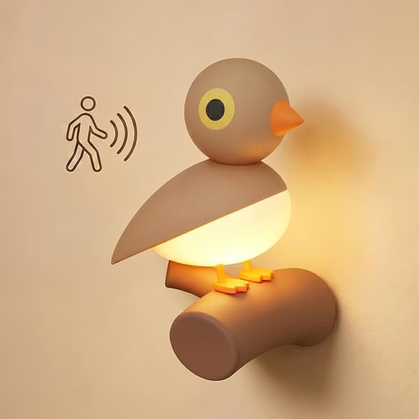 Bird Night Light with Motion Sensor and Dusk Sensor, Magnetic Bird Lamp, Cute Small Table Lamp with Timer, Rechargeable Portable Wall Lamp for White/1 pc