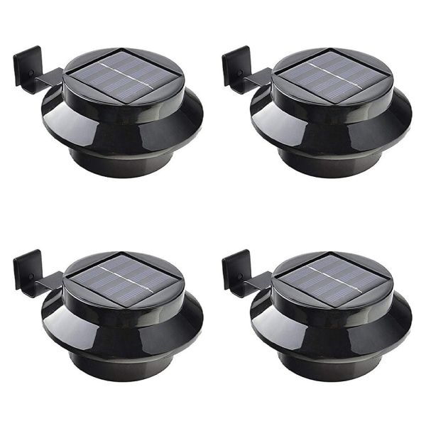 4 Pack Solar Gutter LED-lampor-Vit/Svart Solar Night Lights Wa