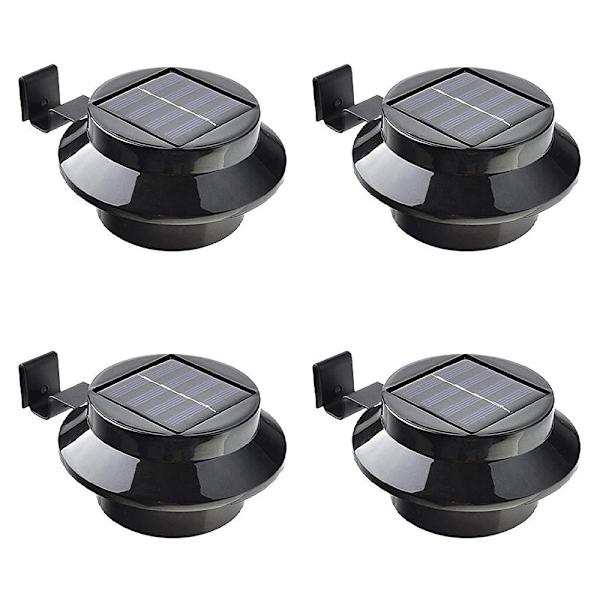 4-pack solcellslampor för hängrännor - vita/svarta solcellslampor för natten