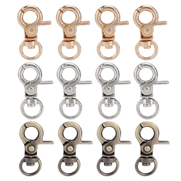 12 st 3 Färger DIY Handväska Tillverkning Hummer Spännen Zink Legering Klämmor Hook Tillbehör