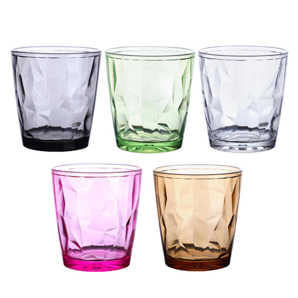 5pcs water cup household PC cup restaurant beverage juice cup, brown, gray, green, transparent, pink