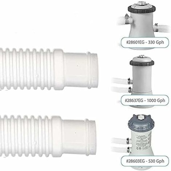 1/2 stk svømmebassengslange - Erstatningsslange for basseng 32mm/1,25 tommer