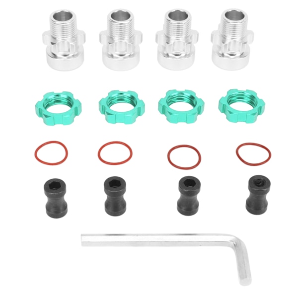 4st 12mm till 17mm Hjul Hex Adapter Professionell Aluminiumlegering RC Hex Adapter för Traxxas Slash för Rustler för Stampede 1/10 RC Bilar Grön