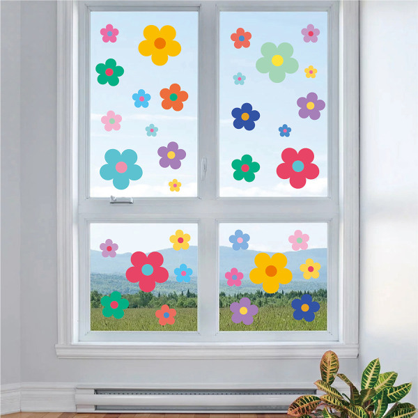 8 stk fargerike små blomster veggklistremer søte retro blomster