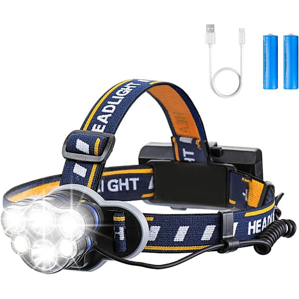Superlys LED-hodelykt, oppladbar lommelykt