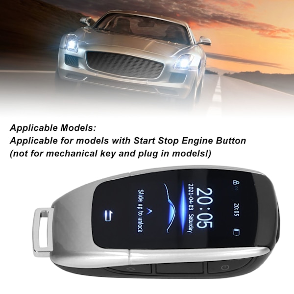 Universal TK900 LCD Pekskärm Smart Nyckel Fjärrkontroll Nyckelfri Ingång för Start Stopp Motor Knapp Modeller Silver