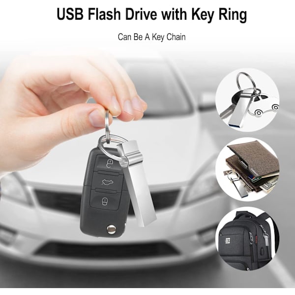 USB Flash Drive 2.0 High Speed ​​Thumb Drive Keychain USB 2.0 Storage Flash Drive på nyckelring Metall Bärbar Thumb Drive 64GB för PC/Bärbar dator/Högtalare