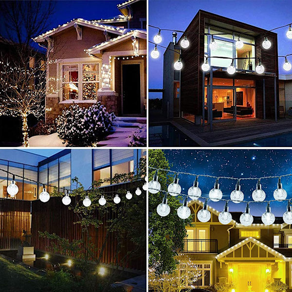 6,5 m solcells ljusslinga 30 LED-lampbollar semesterljus