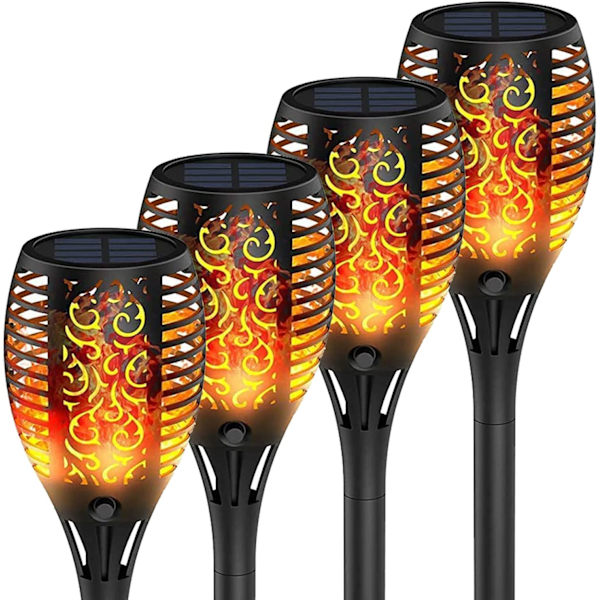 kefflum 4x Solar Flammenlicht Solar Gartenleuchten 96 Led