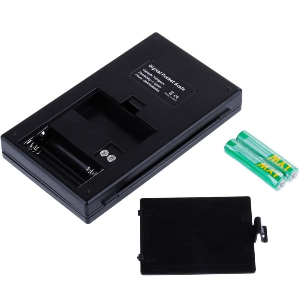 Digital lommeskala 1000g x 0,1g, kjøkkenskala, smykkeskalaer Mini elektronisk lommeskala-svart