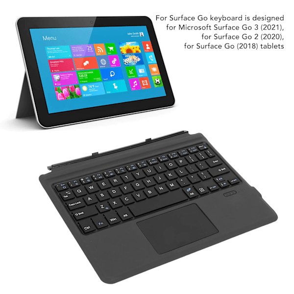 For Surface Go-tastatur BT trådløst tastatur med styreflate for Microsoft Surface Go 3 2021 for Surface Go 2 2020 for Surface Go 2018