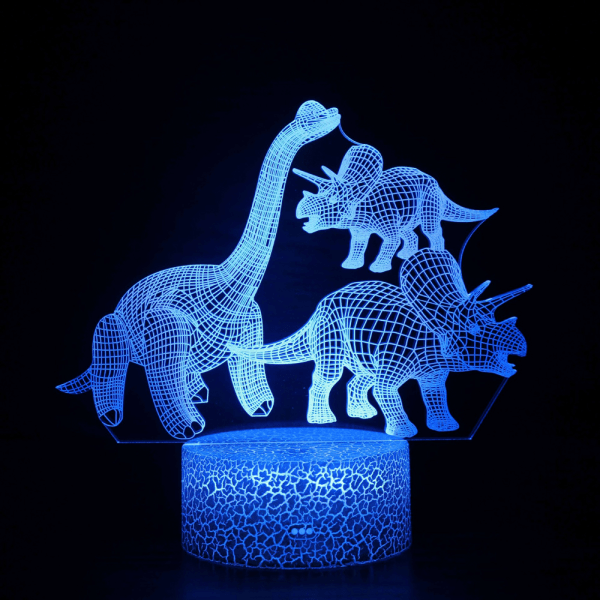 Dinosaur-serie fargerik 3D nattlys, kreativ gave lampe tabl