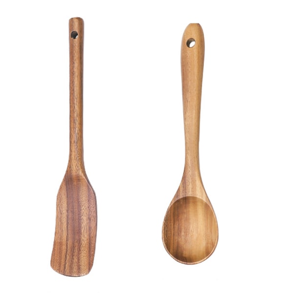 Wooden Kitchen Utensils Set - 2 Piece Non-Stick Bamboo Wooden