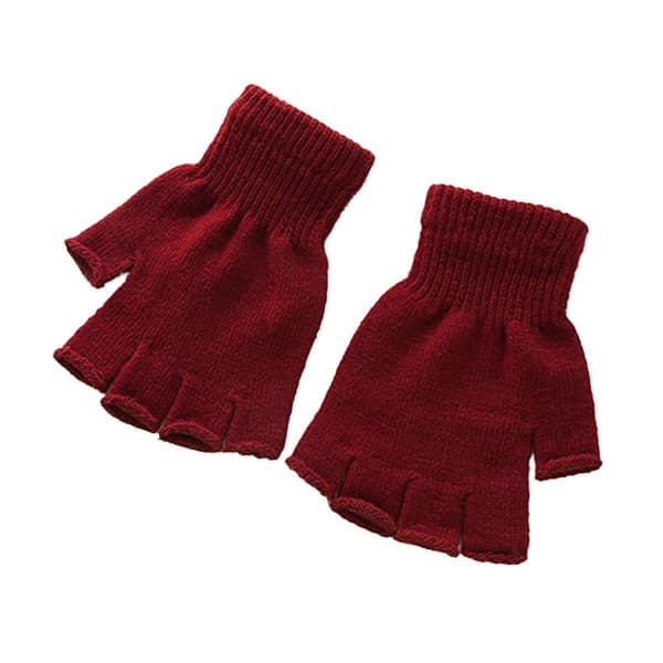 Square Mittens, Short & Fingerless - Wine Red, Red One Size red