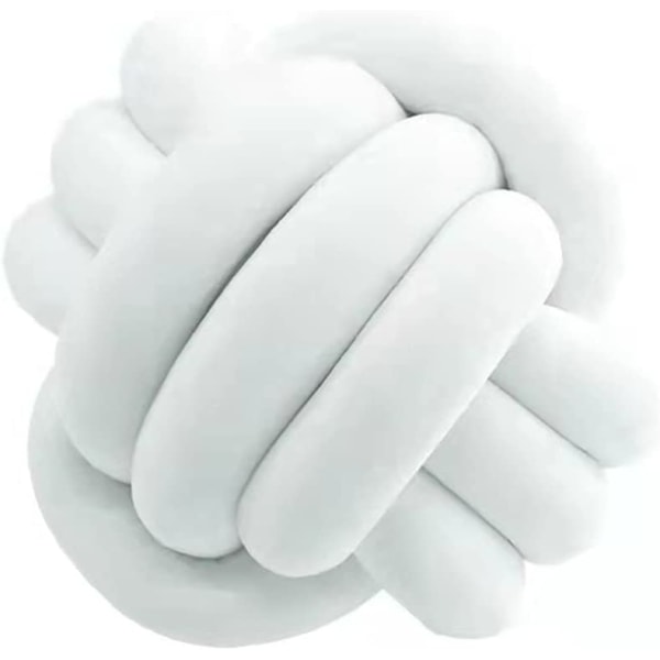 Knot Kudde Ball Rund Kudde, Dekoration Knoted Kastkudde White Large(14 Inches)