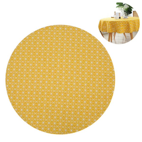 Bordsduk med rund form Skrynkelfri anti-blekningsdukar Outd Round yellow rice word 90 cm in diameter