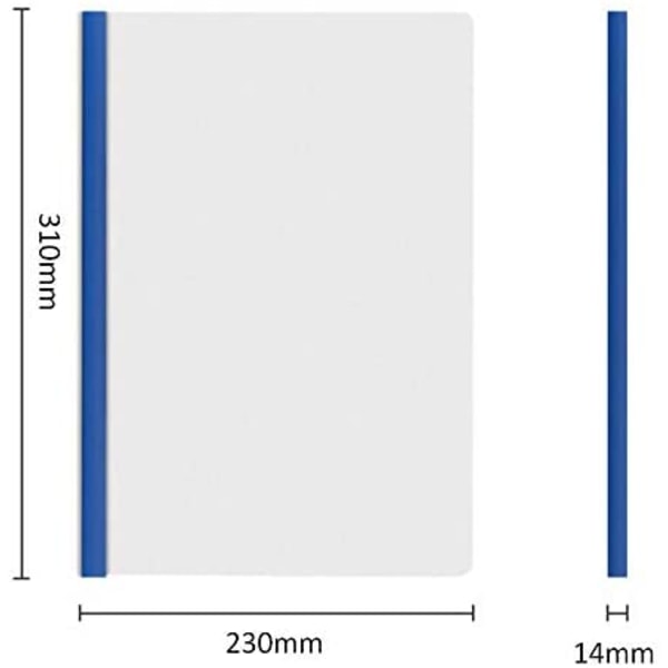 Gennemsigtige rapportmapper med ensfarvet 14 mm skydebar (18C,