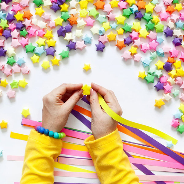 1080 Origami Stjernepapir - Dobbeltsidet Farverigt Dekorationspapir