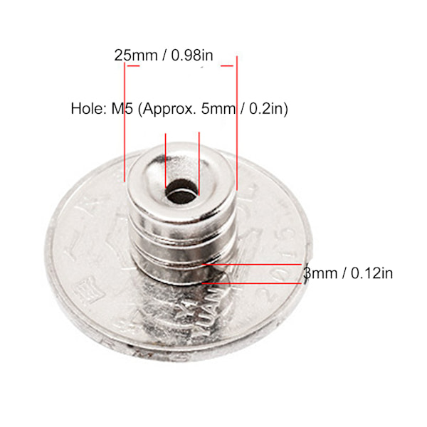 18 stk. Mini Neodymium Magneter Stærke Magnetiske Runde Former Industrimagneter med Hul til Håndværk Videnskab DIY