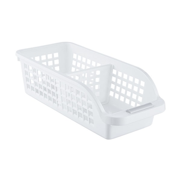 White Plastic Storage Organizer Container Bins with Cutout