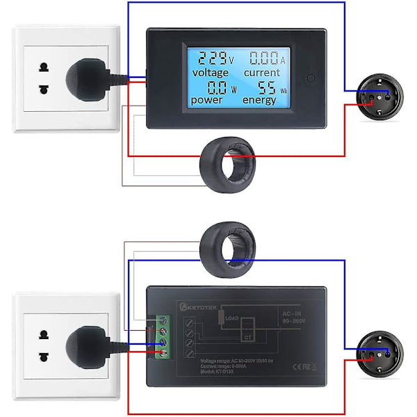 Digital Voltmeter Ammeter Ac 80~260v 100a Ct Spänning Ström