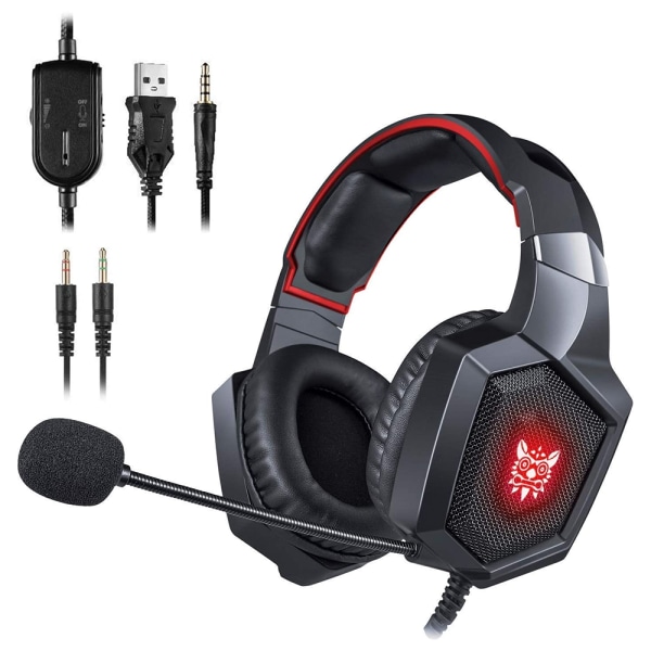 Gaming Headset 3,5 mm stereolyd, ergonomisk design, myke minneskumøreklokker, støydempende mikrofon, over-ear gaminghodetelefoner for nye Xbox One/PC/Mac