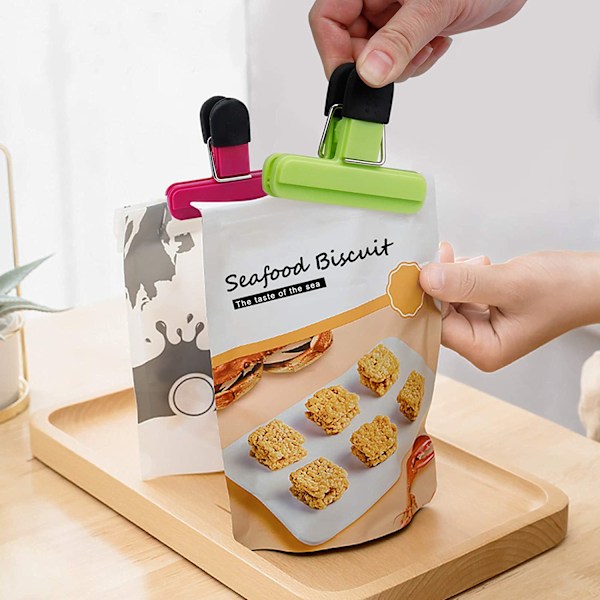 Plastpåsklämma, 3-delad matklämma, stängd klämma för påsar, mat