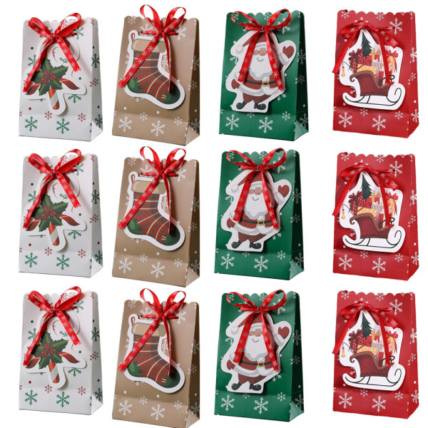 12 stk julepapirpose, julegavepose søt mote