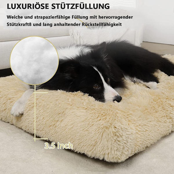 Stor hundsäng tvättbar hundbur madrass lugnande fluffig anti-ångest hundsängar deluxe plysch hundmatta med halkfri botten