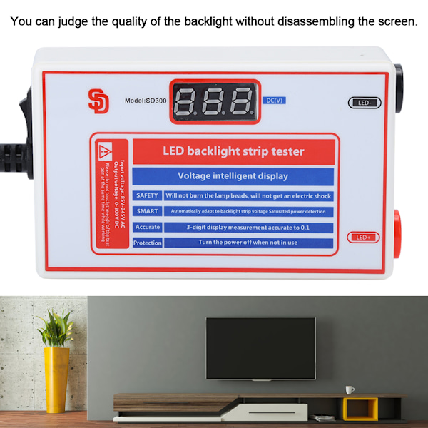 SD300 LED-ljusrampstestare med hög ljusstyrka, fri delad skärm LCD TV-bakgrundsbelysningstest 85‑245VUS